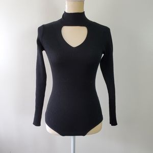 LUXE by STYLEKEEPERS Wool Blend Black Bodysuit